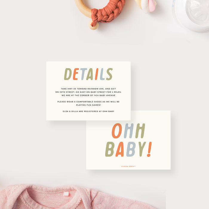 Modern Oh Baby Baby Shower Invitation Colorful Design