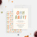 Baby shower invitation with “Ohh Baby!” in colorful typography, featuring a trendy design to celebrate both parents.-front-back