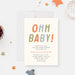 Baby shower invitation with “Ohh Baby!” in colorful typography, featuring a trendy design to celebrate both parents.-front