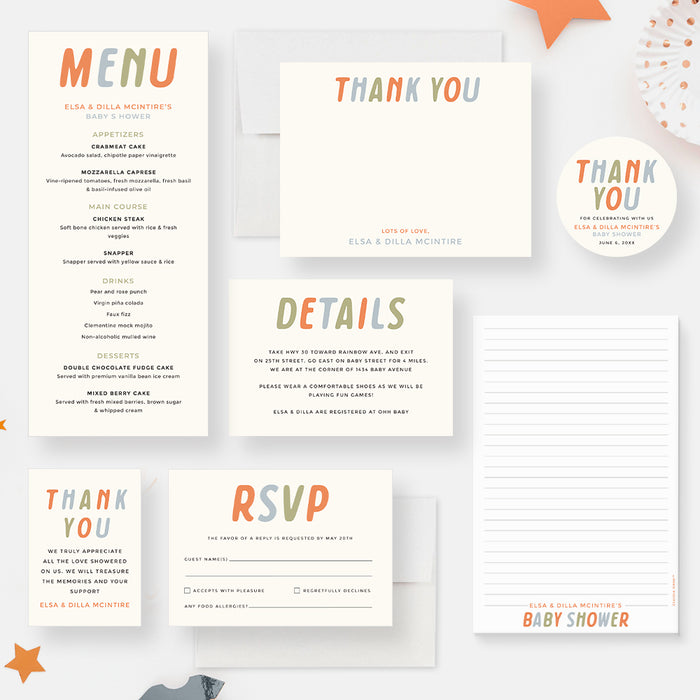 Modern Oh Baby Baby Shower Invitation Colorful Design