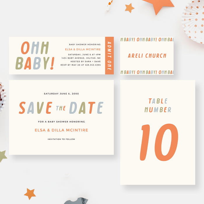 Modern Oh Baby Baby Shower Invitation Colorful Design