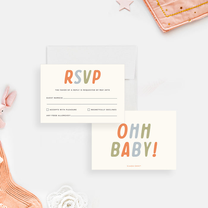 Modern Oh Baby Baby Shower Invitation Colorful Design