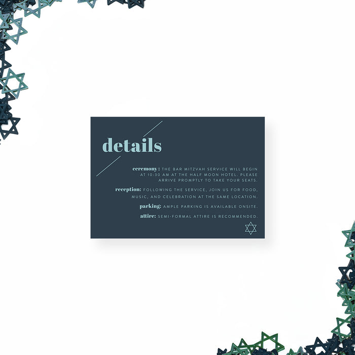 Personalized Bar Mitzvah Invitation Elegant Star of David Card
