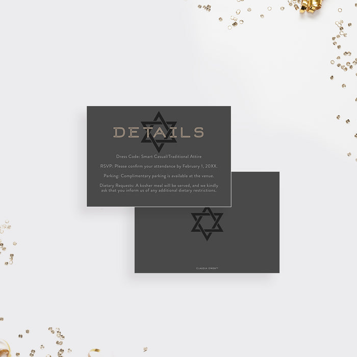 Bar Mitzvah Invitation Photo Star of David Modern Jewish Invite