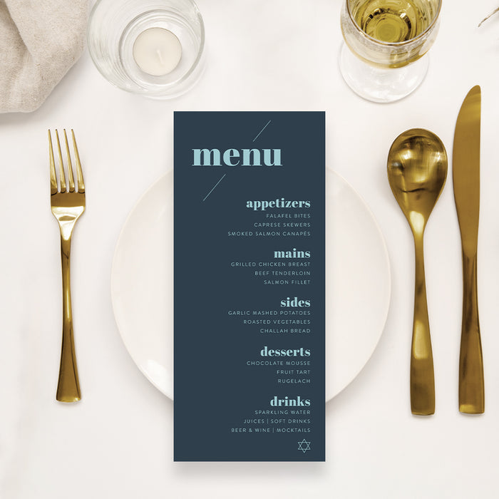 Personalized Bar Mitzvah Invitation Elegant Star of David Card