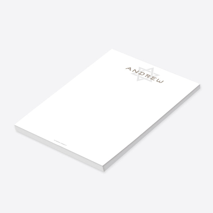 Personalized bar mitzvah notepad custom name star of david stationery jewish celebration writing pad-side