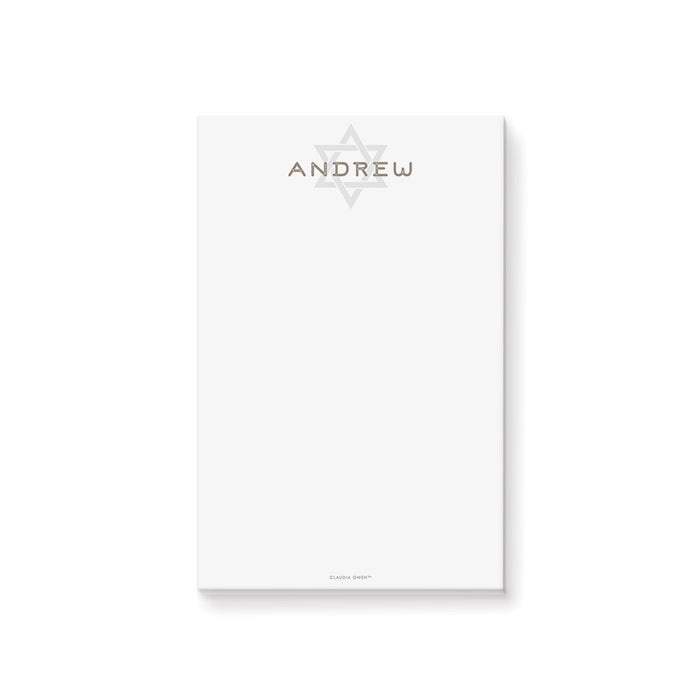 Personalized bar mitzvah notepad custom name star of david stationery jewish celebration writing pad