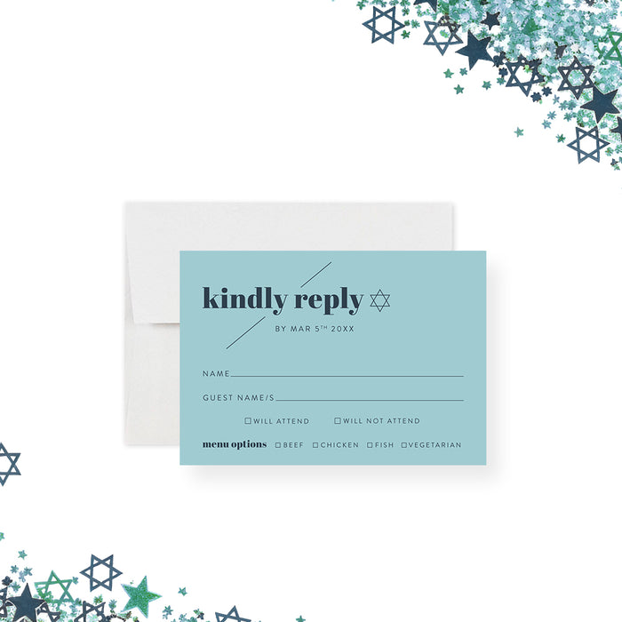 Personalized Bar Mitzvah Invitation Elegant Star of David Card