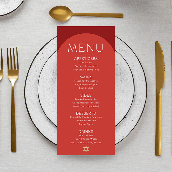 Elegant Red Bat Mitzvah Invitation Modern Jewish Party Card