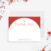 Bat Mitzvah thank you card featuring a red arch and gold Star of David, personalized Jewish stationery design.-front