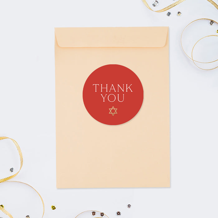 Elegant Red Bat Mitzvah Invitation Modern Jewish Party Card