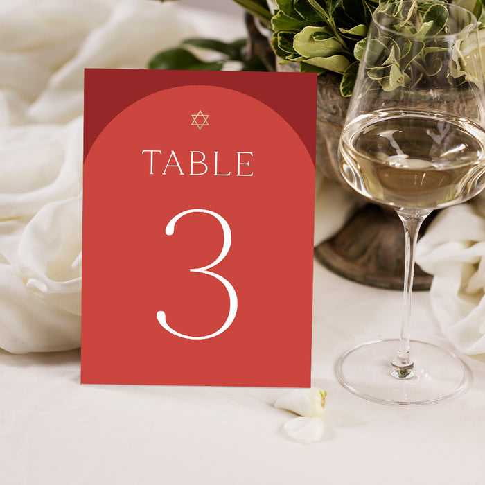 Elegant Red Bat Mitzvah Invitation Modern Jewish Party Card