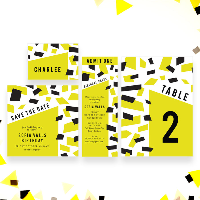 Modern Adult Birthday Party Invitation Bold Confetti Design