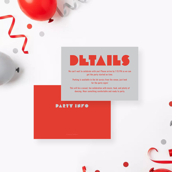 Birthday Party Invitation Modern Red Gray Design