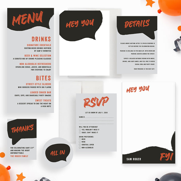 Modern Birthday Party Invitation Speech Bubble Design