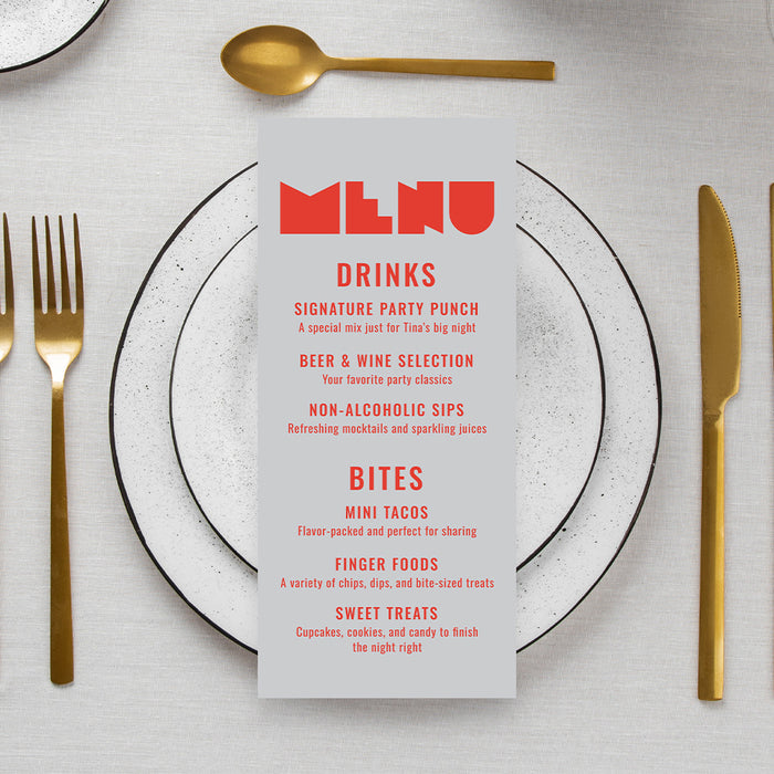 Birthday Party Invitation Modern Red Gray Design