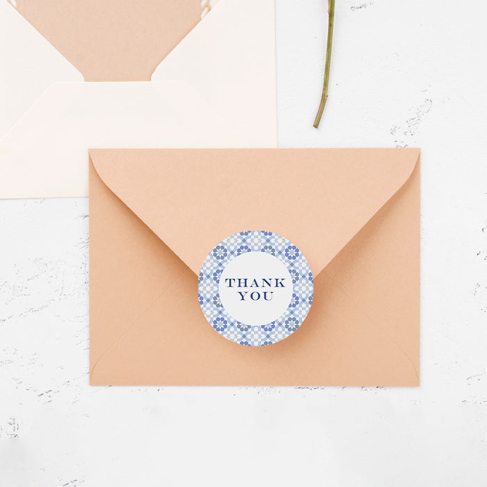 Blue Tile Birthday Party Invitation for Dinner and Drinks