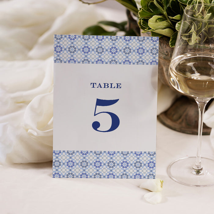 Blue Tile Birthday Party Invitation for Dinner and Drinks