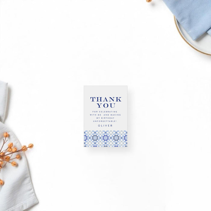 Blue Tile Birthday Party Invitation for Dinner and Drinks