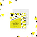 Save the date card featuring a bold yellow and black confetti design, used as a pre-invitation for birthday parties.-front