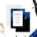 blue and black corporate event invitation with modern watercolor design for a business party or formal company celebration-front-back