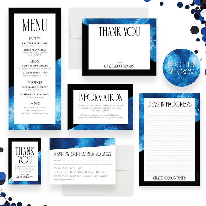 Modern Corporate Event Invitation Blue Black Business Party