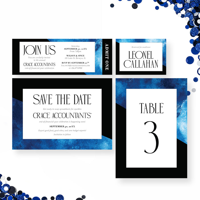 Modern Corporate Event Invitation Blue Black Business Party