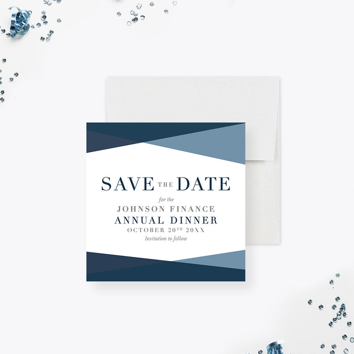 Blue Geometric Save the Date Card Card for Business Annual Dinner Party, Corporate Dinner Save the Dates, Company Team Dinner Save the Date