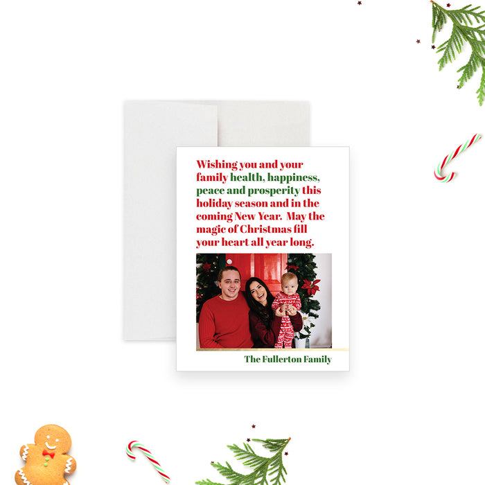 Personalized Greeting Card with Family Photo and Heartfelt Christmas Wishes, Custom Holiday Card with Picture and Warm Wishes