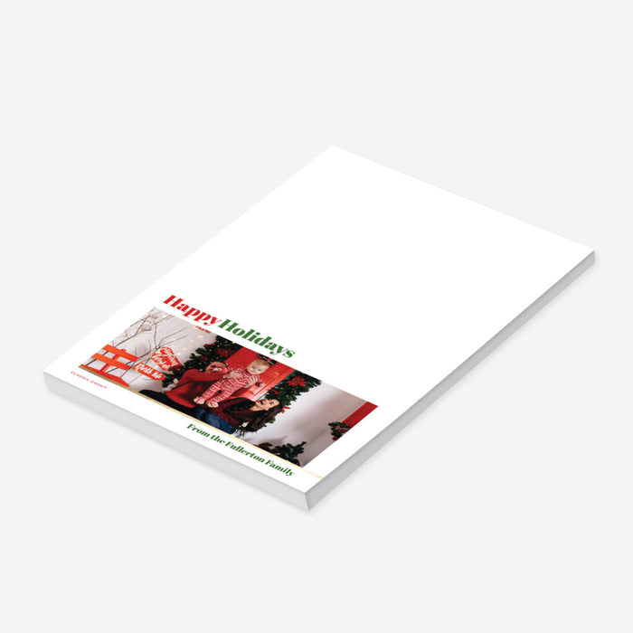 Happy Holidays Notepad with Personalized Family Photo and Message, Custom Christmas Stationery Notepad Gift Idea