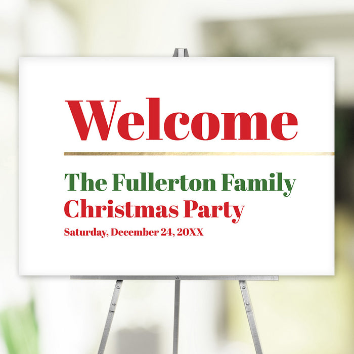 Festive Family Christmas Party Invitation Card in Red and Green with Photos, Personalized Modern Holiday Party Invitation with Pictures