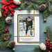 Modern minimalist photo holiday card with a gold frame, featuring a custom photo and an editable digital New Year greeting template.