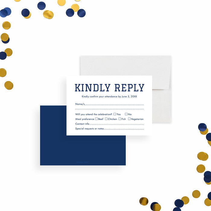 Class of 2026 Graduation Invitation Navy Blue Modern Grad Party Invite