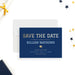 Class of 2026 graduation save the date card in navy blue with modern lettering for a graduation party-front