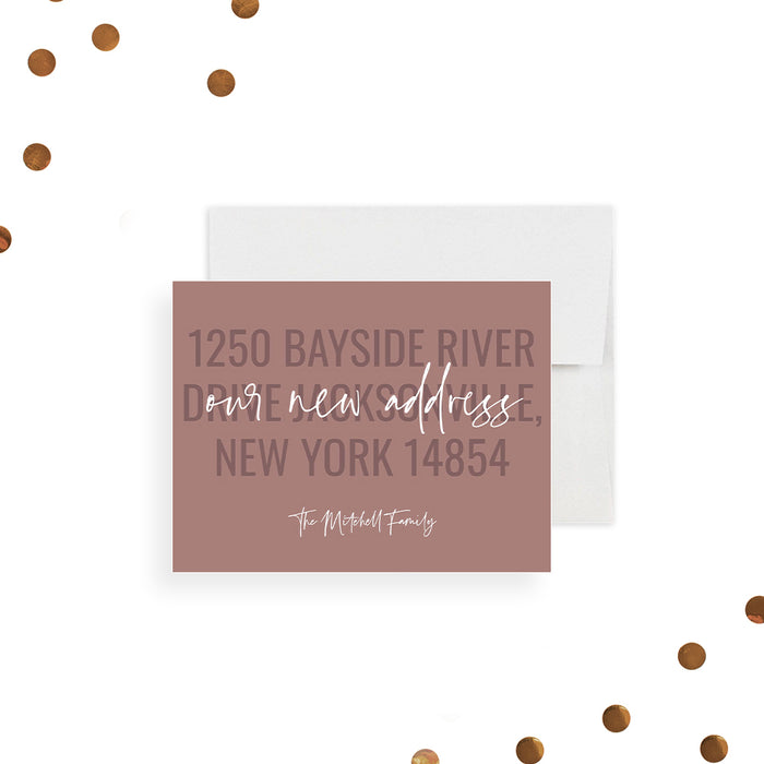 New Address Card Elegant Housewarming Announcement in Neutral Brown Color, Modern Change of Address Card