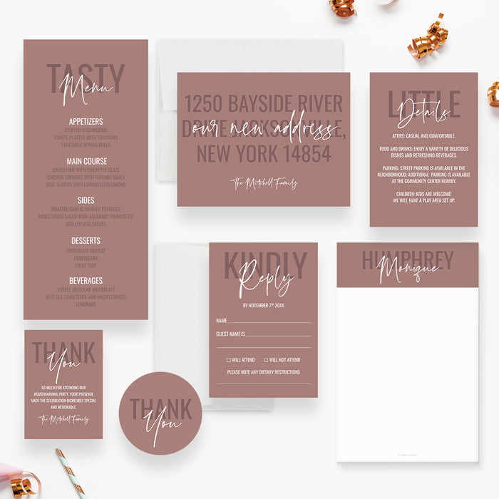 Modern Housewarming Party Invitation Card in Neutral Colors, New Home Celebration Invitation