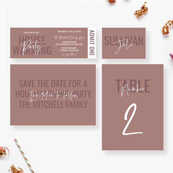 Modern Housewarming Party Invitation Card in Neutral Colors, New Home Celebration Invitation