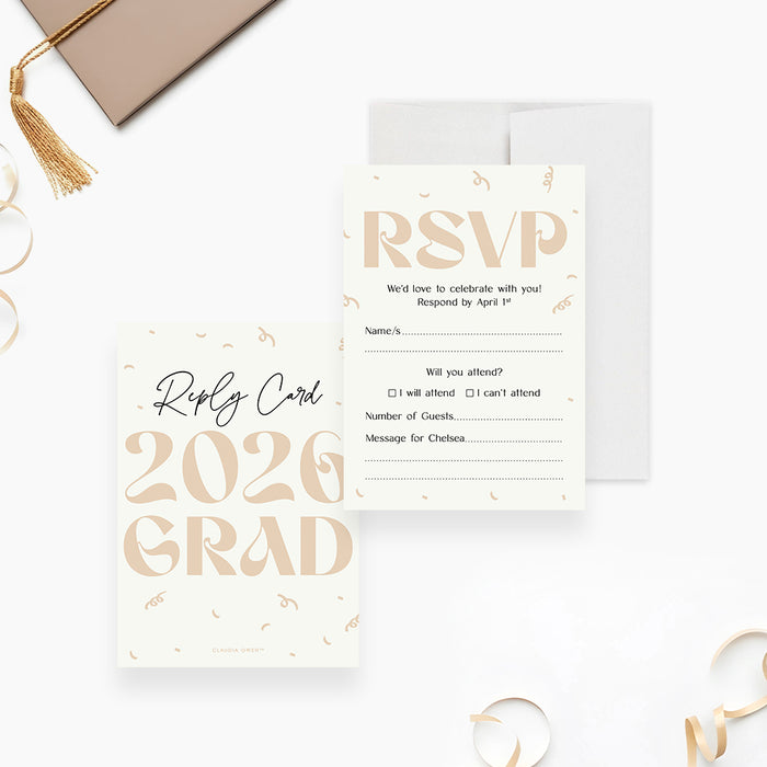 Modern Graduation Party Invitation with Photo Taupe Neutral