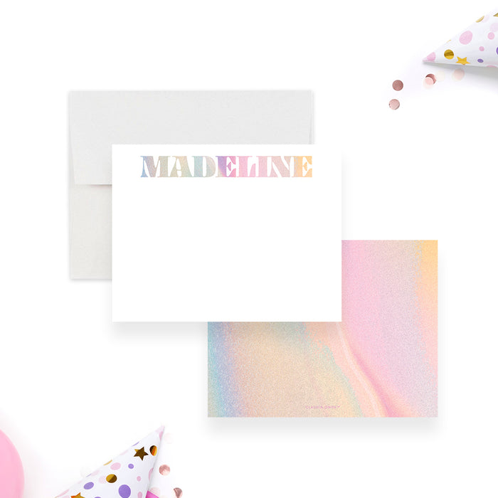 Personalized Note Card with Pastel Typography, Unique Stationery with Your Name