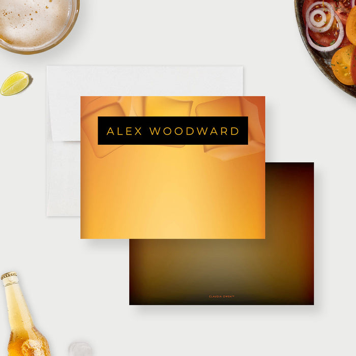 Modern Alcoholic Note Card, Mens Birthday Thank You Card, Cocktail Stationery Correspondence Card, Personalized Gift for Him