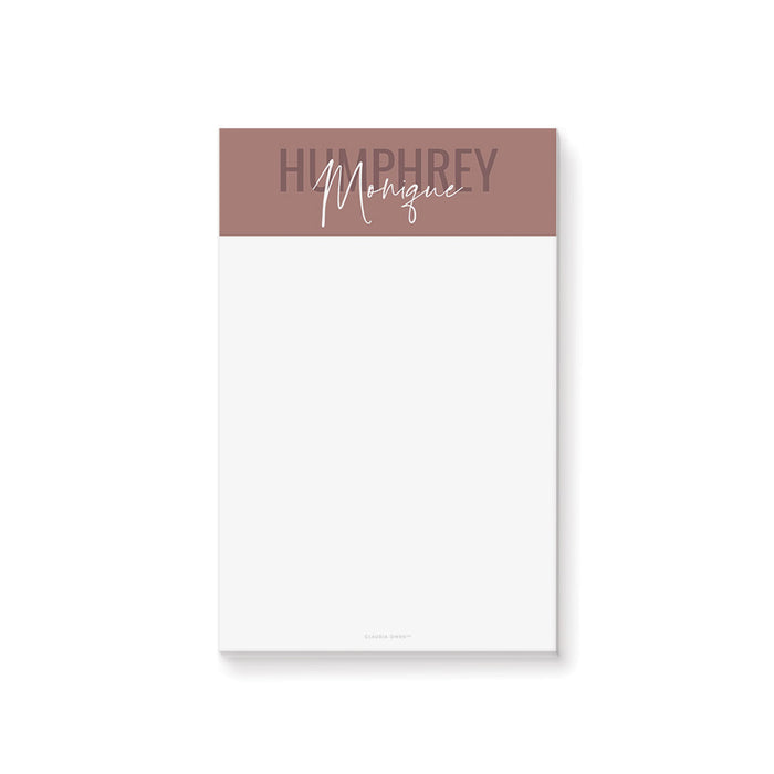 Modern Notepad in Neutral Brown Colors Personalized with your Name, Minimalist Housewarming Party Favor Notepad