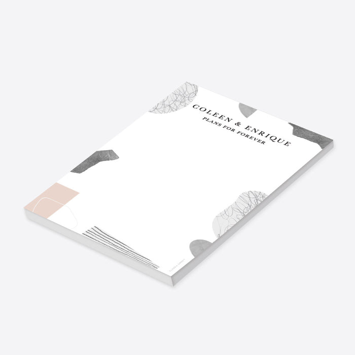 Personalized modern abstract notepad with minimalist design, custom name and clean neutral layout-side
