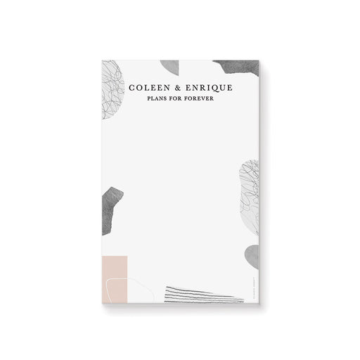 Personalized modern abstract notepad with minimalist design, custom name and clean neutral layout.