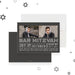 Modern personalized Bar Mitzvah invitation with two photos, gray background, and custom event details-front-back
