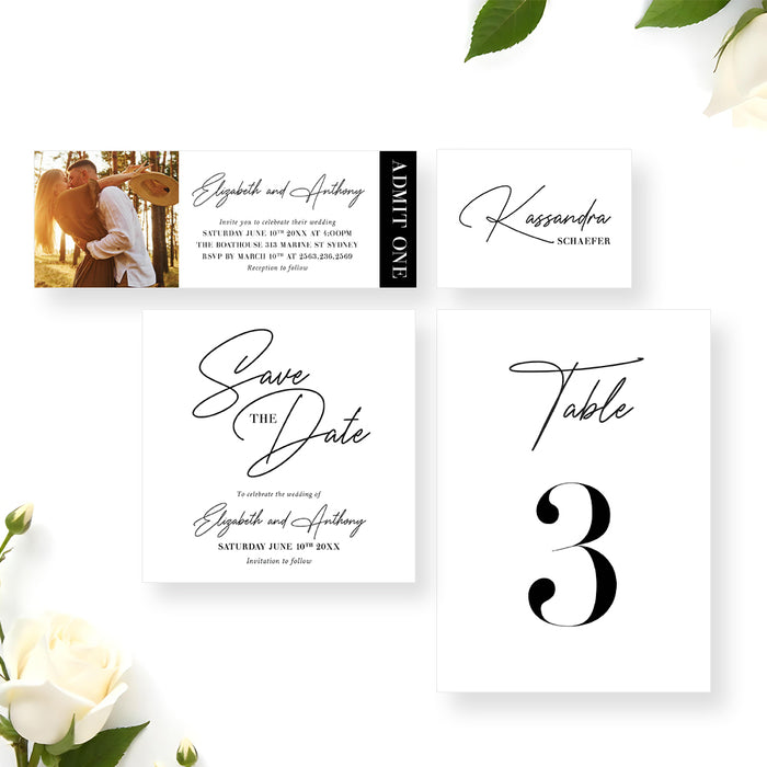 Personalized Photo Wedding Invitation Modern Romantic Design