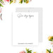 Elegant minimalist wedding note card featuring romantic "Our Story Begins" typography-front
