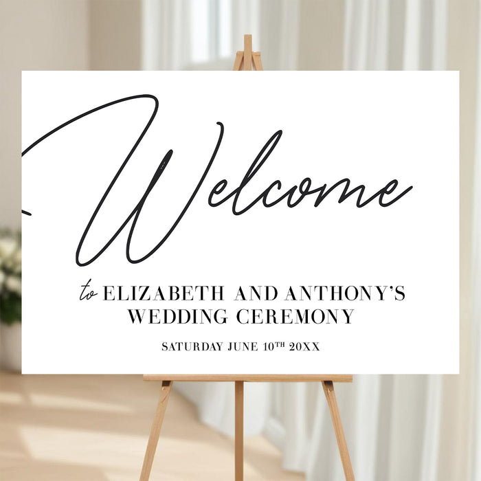 Personalized wedding welcome sign with elegant modern design