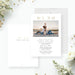 Modern wedding invitation featuring a couple photo, a white minimalist design, and gold “We Do” typography-front-back