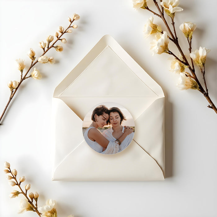 Photo Wedding Invitation with White and Gold Design Personalized Card