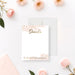 Personalized pink and gold quinceañera note card with watercolor accents and gold confetti for Sweet 15 thank you notes.-front